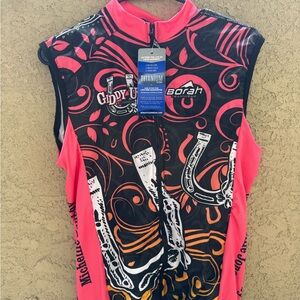 Women's Short Sleeve Cycling Top - Pink and Black